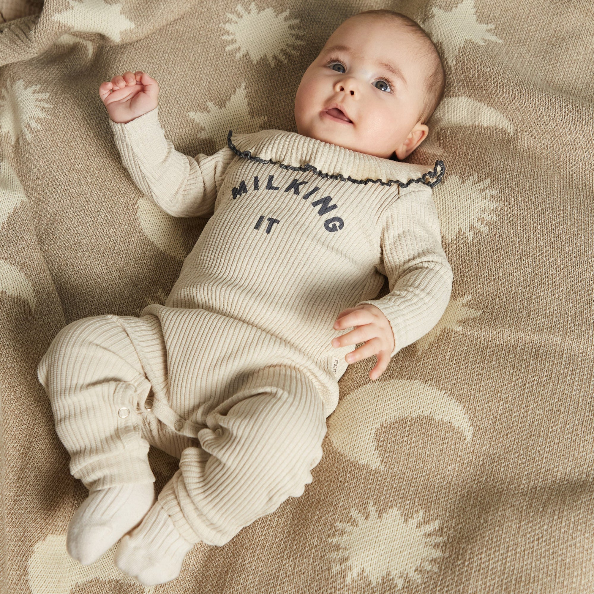 Cozmo Moon + Star Neutral Organic Knit Blanket